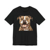 Colorful Pit Bull Head Short Sleeve Tee