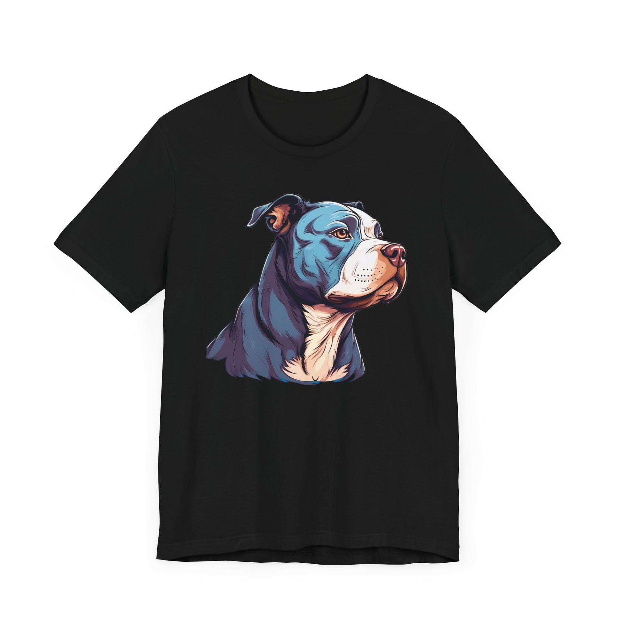 Camiseta de manga corta con pitbull azul