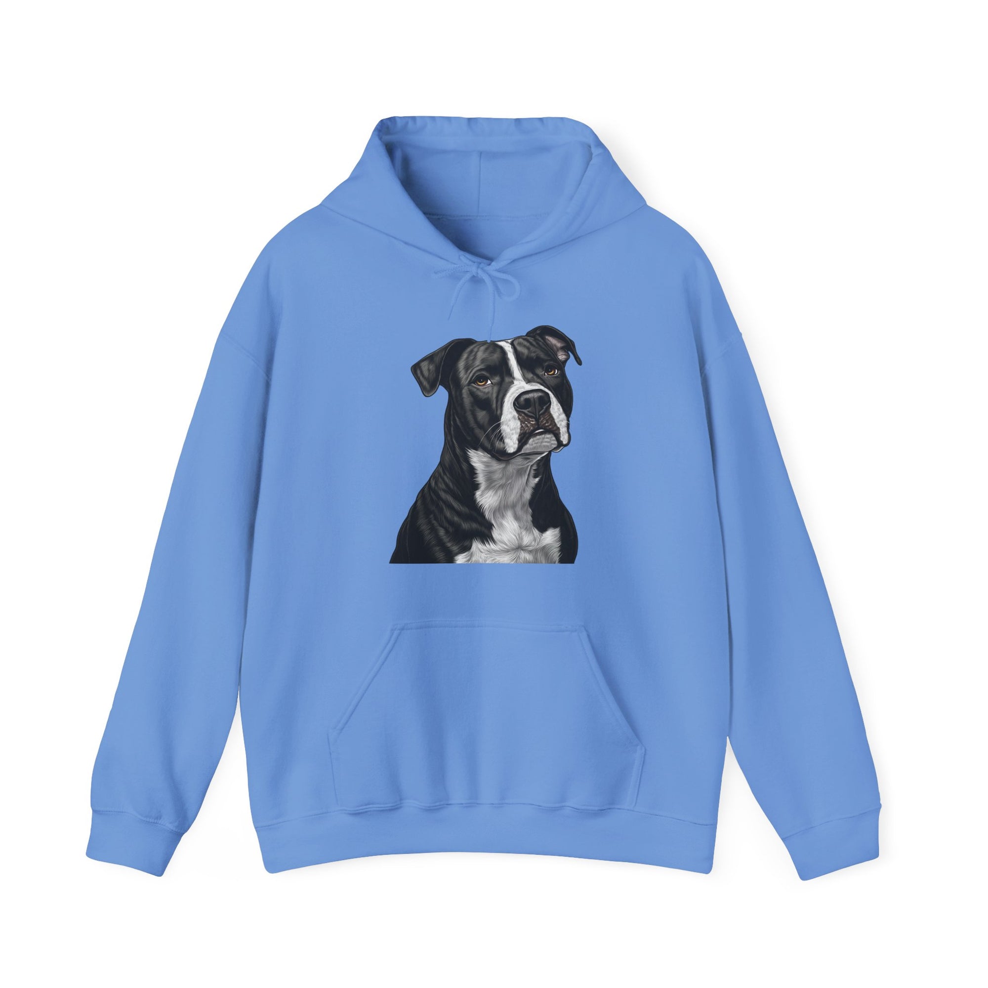 Sudadera con capucha de pitbull en blanco y negro