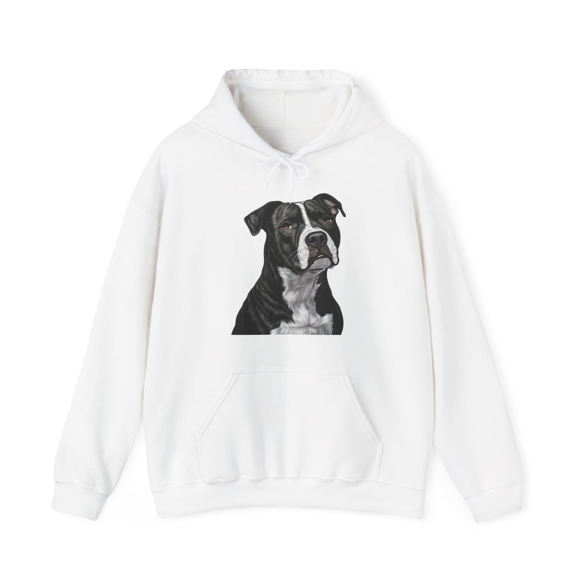 Sudadera con capucha de pitbull en blanco y negro