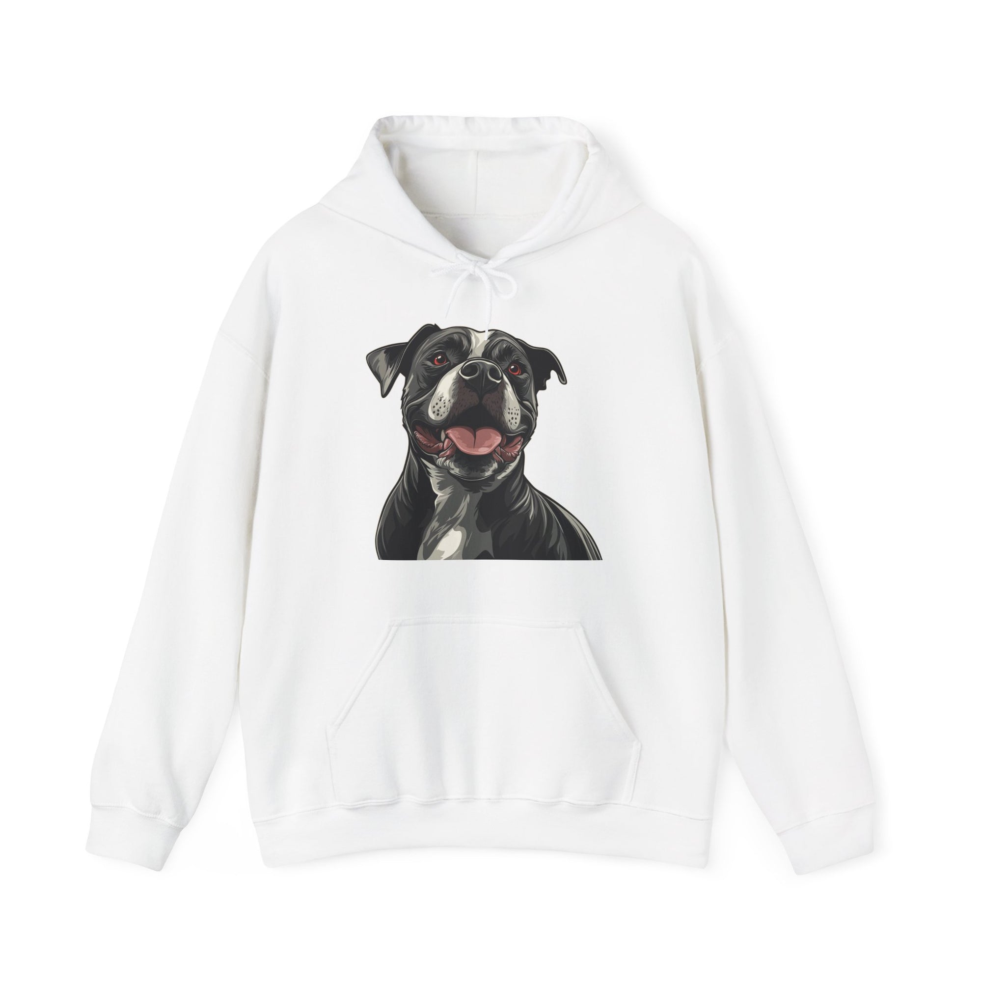 Happy Black & White Pit Bull Hooded Sweatshirt