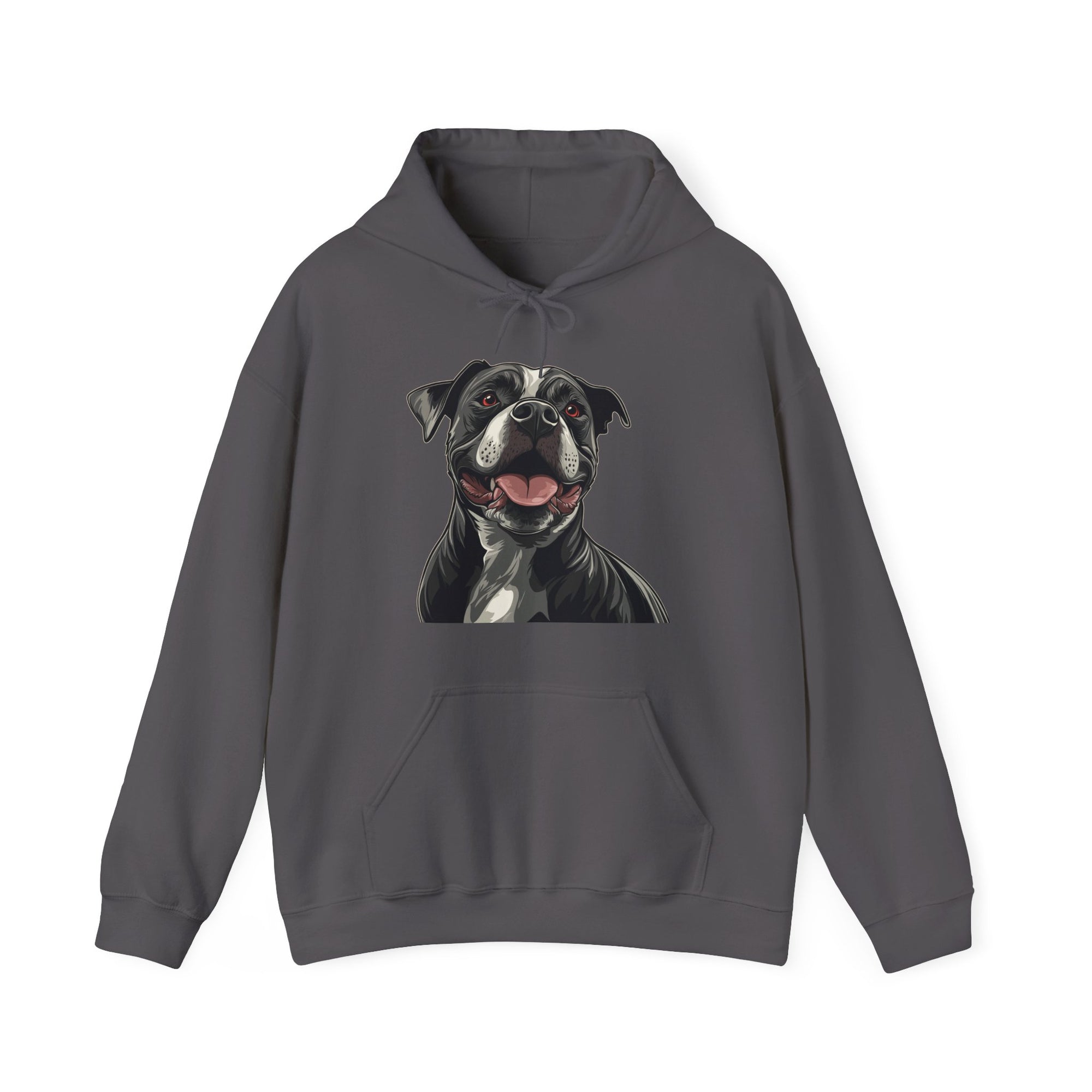 Sudadera con capucha y estampado de pitbull en blanco y negro