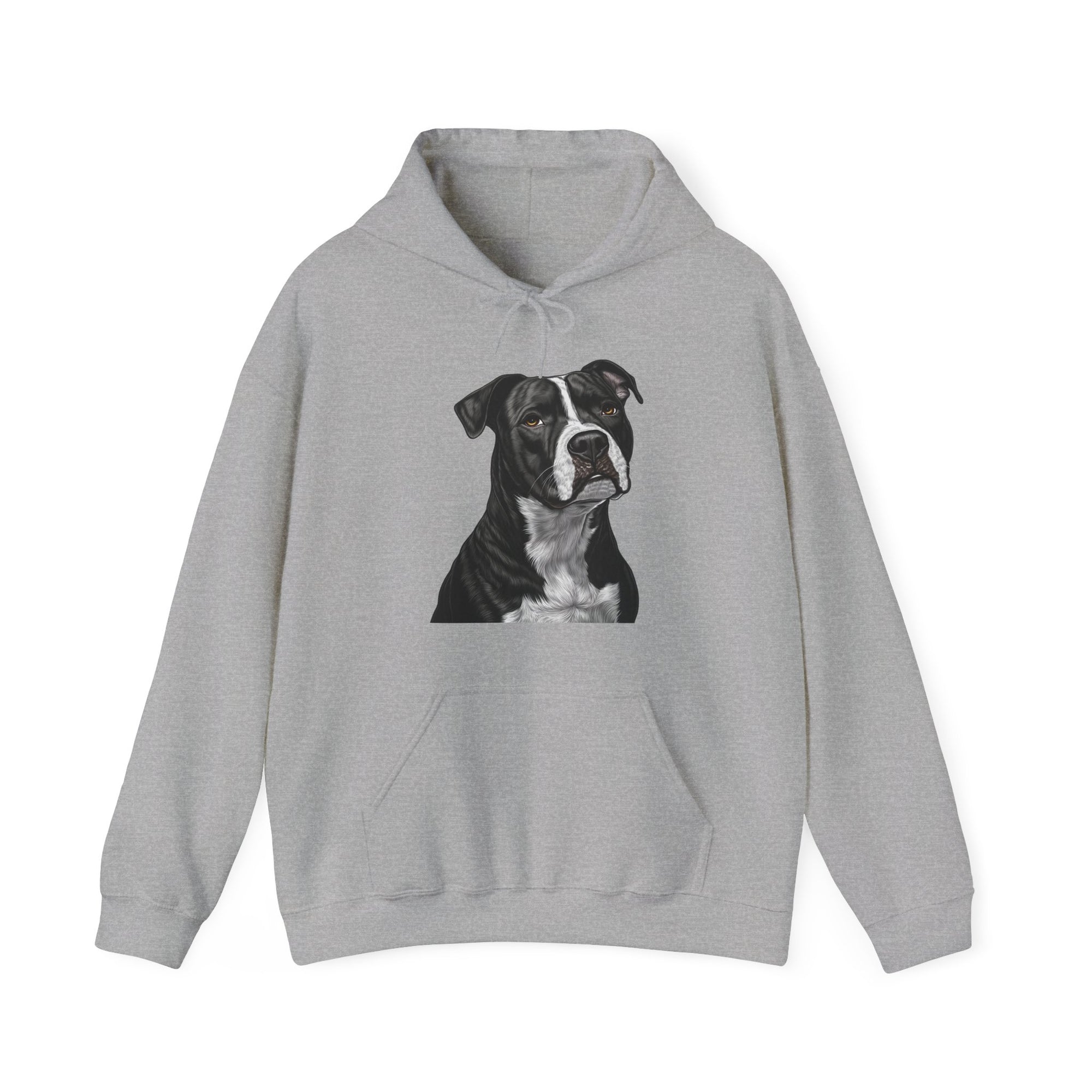 Sudadera con capucha de pitbull en blanco y negro