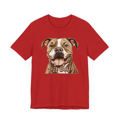 Colorful Pit Bull Head Short Sleeve Tee