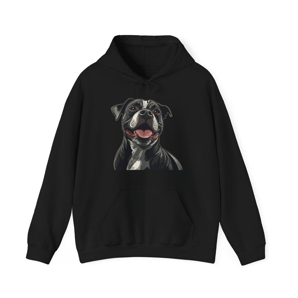 Happy Black &amp; White Pit Bull Hooded Sweatshirt