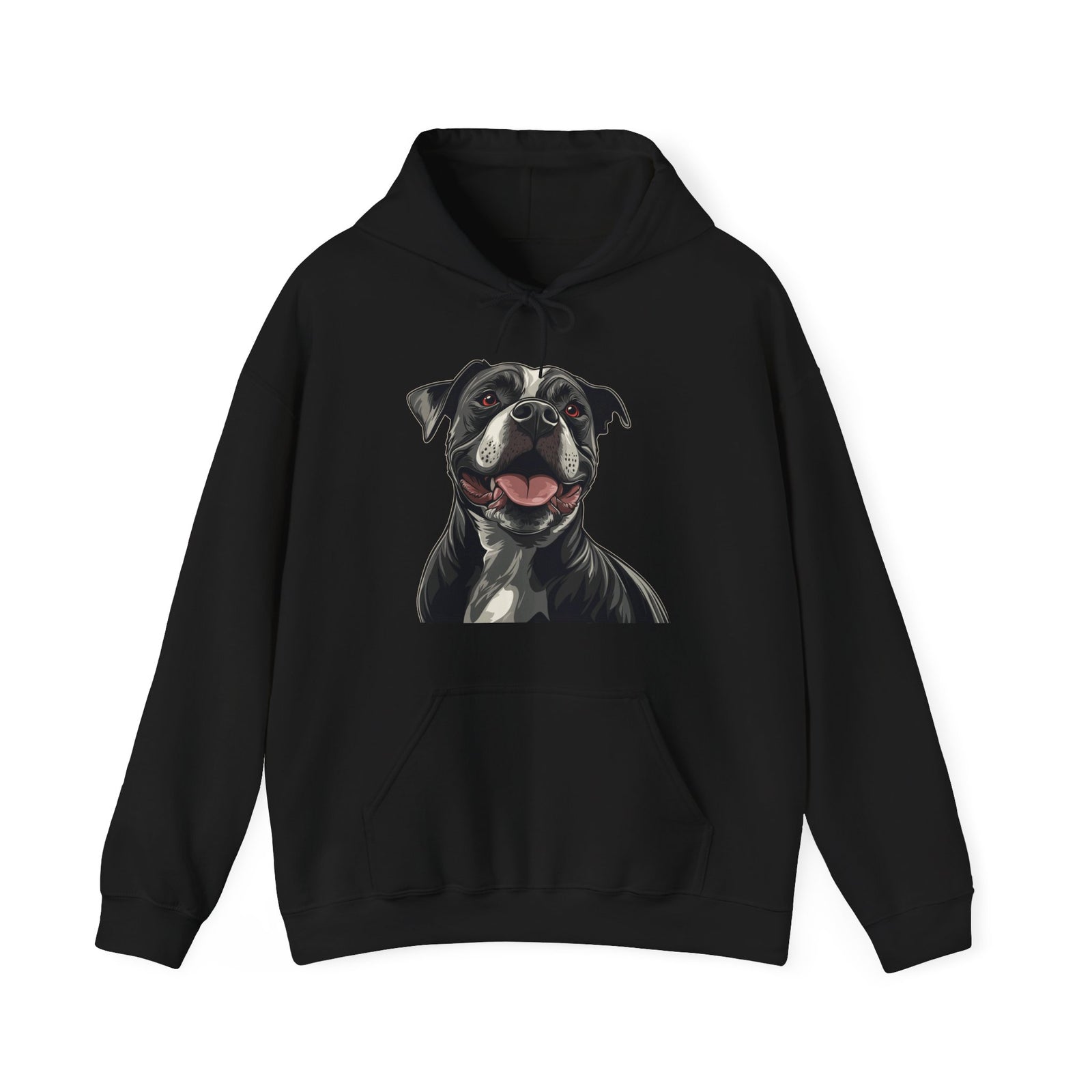 Happy Black & White Pit Bull Hooded Sweatshirt