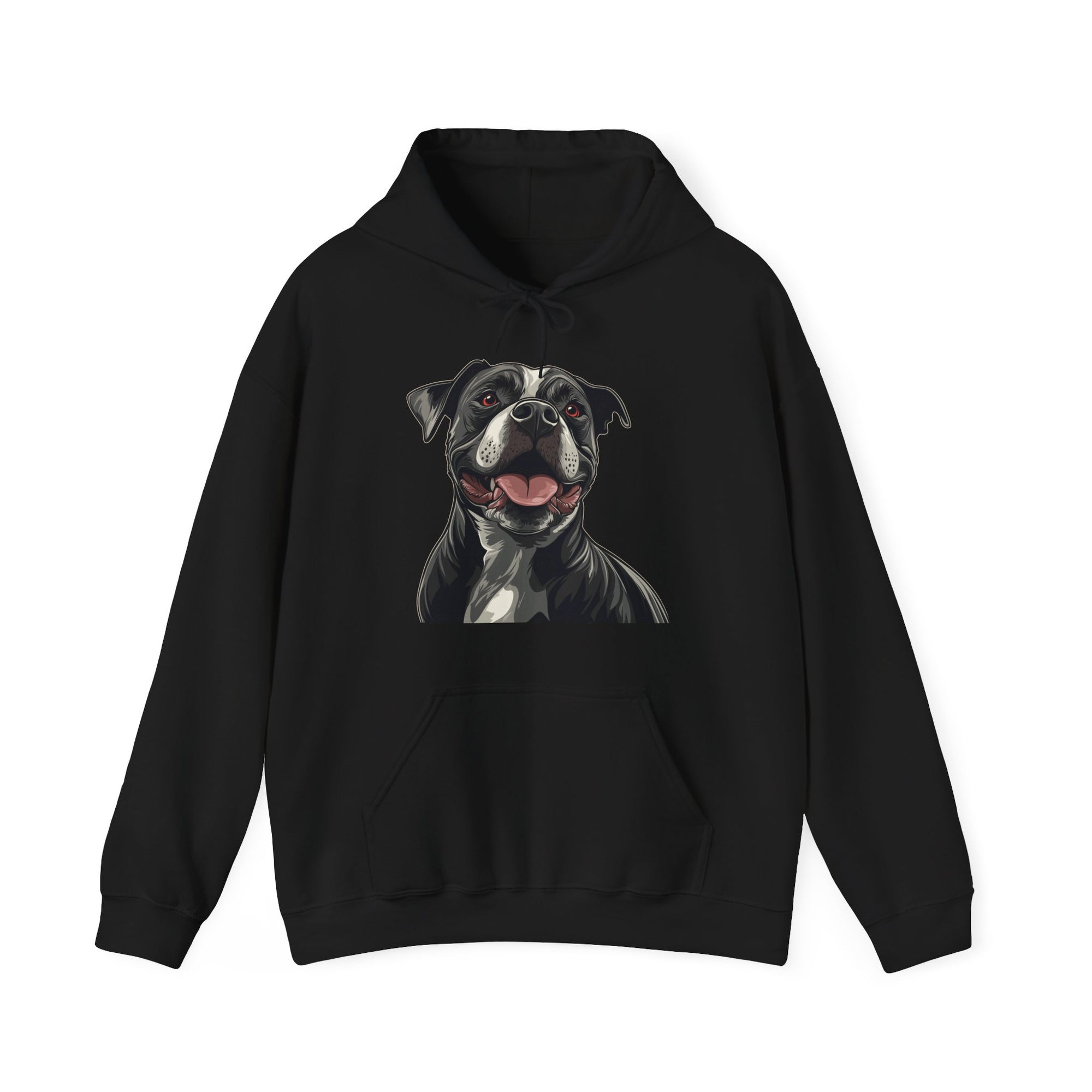 Sudadera con capucha y estampado de pitbull en blanco y negro