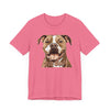 Colorful Pit Bull Head Short Sleeve Tee