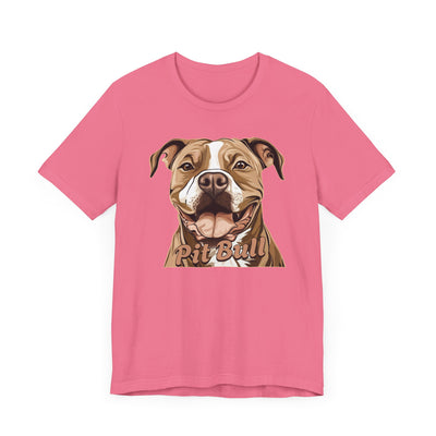 Colorful Pit Bull Head Short Sleeve Tee