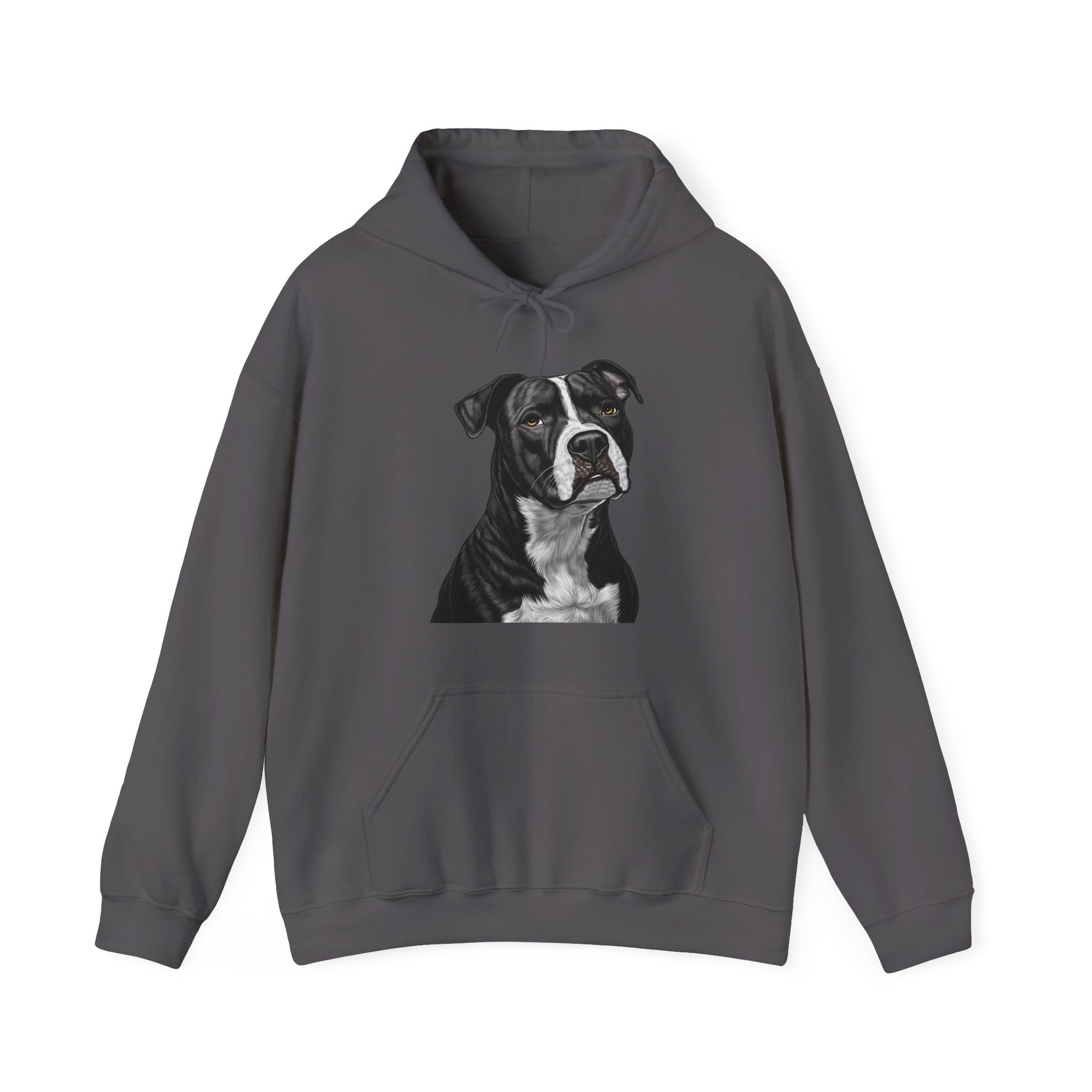 Sudadera con capucha de pitbull en blanco y negro