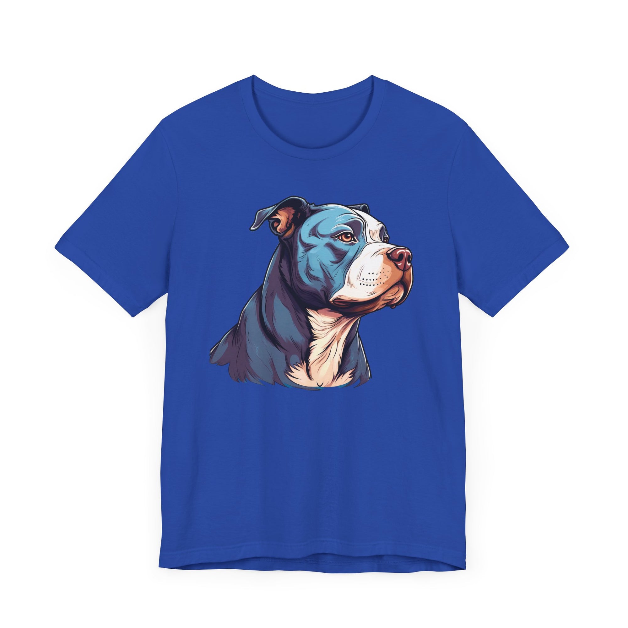 Camiseta de manga corta con pitbull azul