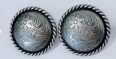 Concho -Floral Rope Antique Silver Conchos - (set of 2)