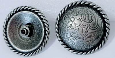 Concho -Floral Rope Antique Silver Conchos - (set of 2)