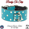 *3" Wide Studded Turquoise Genuine Leather Dog Collar (19"-22") Neck