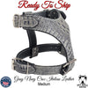 *Medium Gray Navy Croc Italian Leather Dog Harness (Medium)