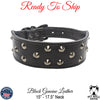 *2" Wide Tapered Black Genuine Leather Studded Dog Collar (15" - 17.5") Neck