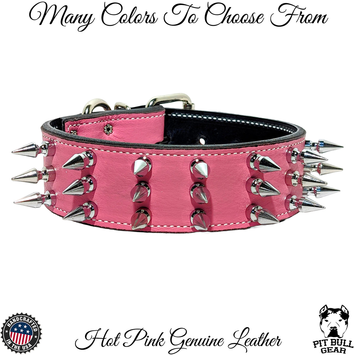 Collar de cuero con pinchos para perros, collar de protección para perros, personalizado, 2&quot; de ancho - W18