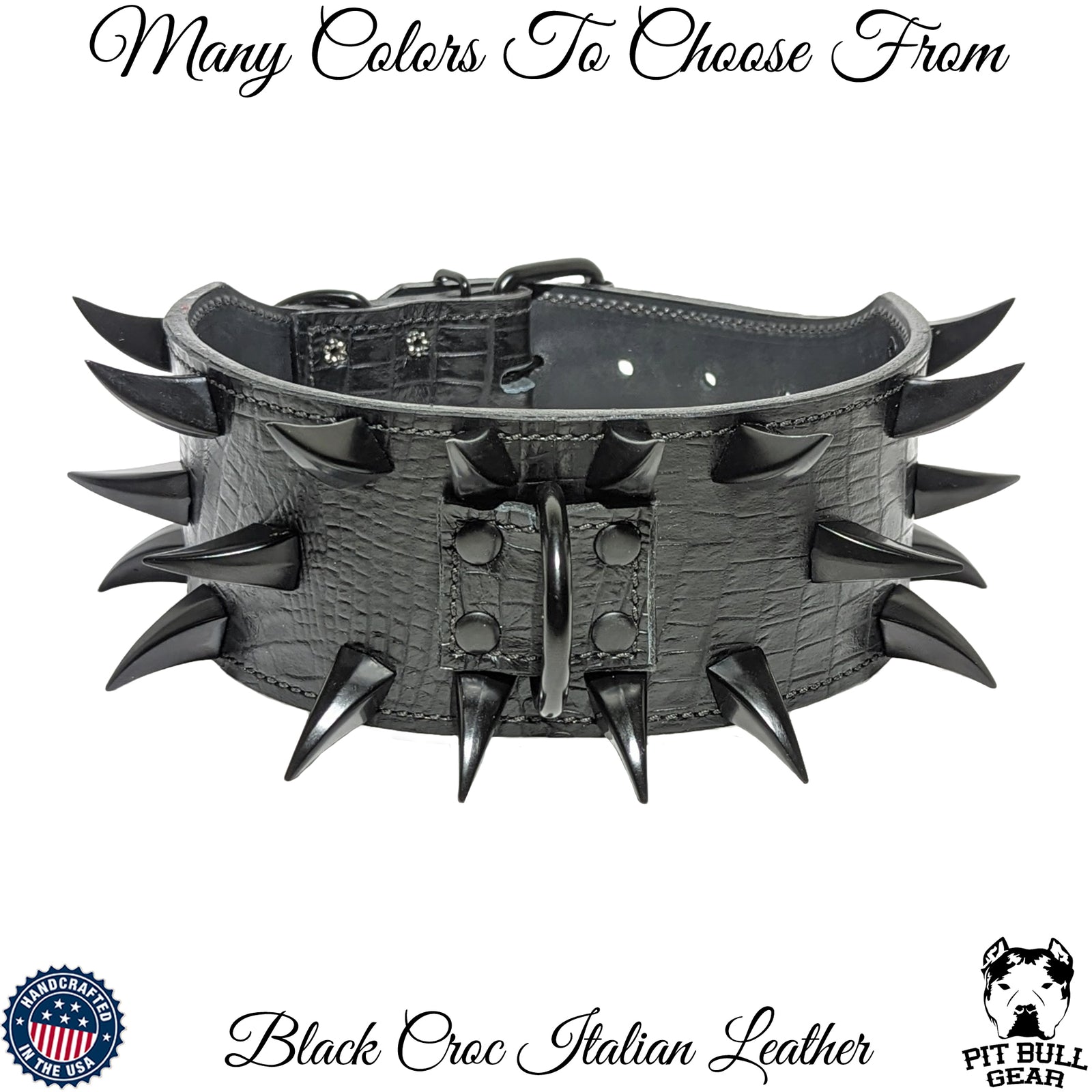 X24 - 3" Wide Leather Dog Collar with Dragon Claw Spikes