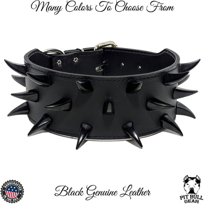 X24 - 3" Wide Leather Dog Collar with Dragon Claw Spikes