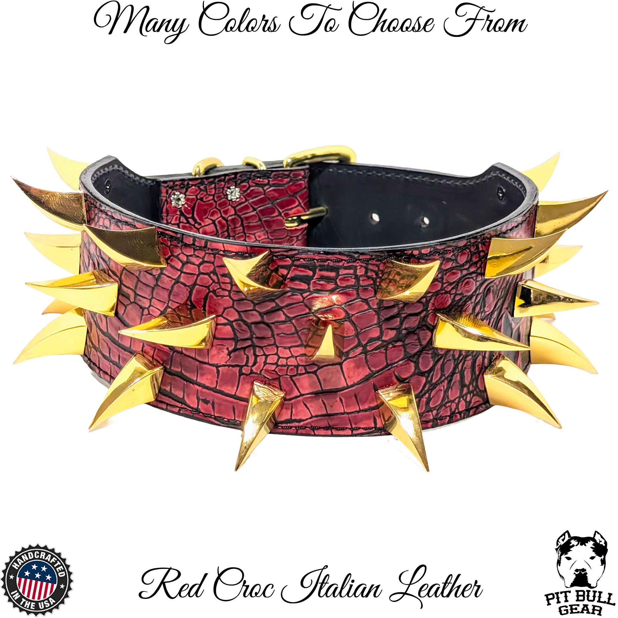 X24 - 3" Wide Leather Dog Collar with Dragon Claw Spikes