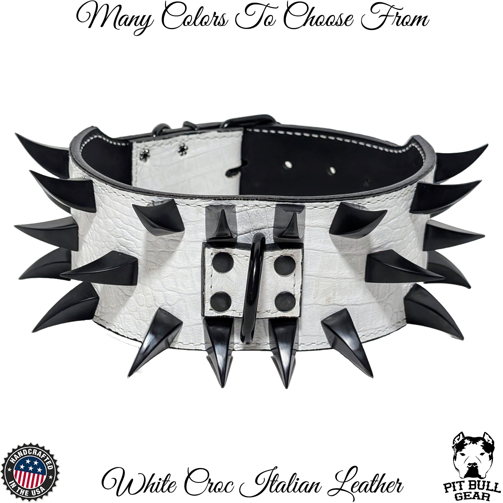 X24 - 3" Wide Leather Dog Collar with Dragon Claw Spikes