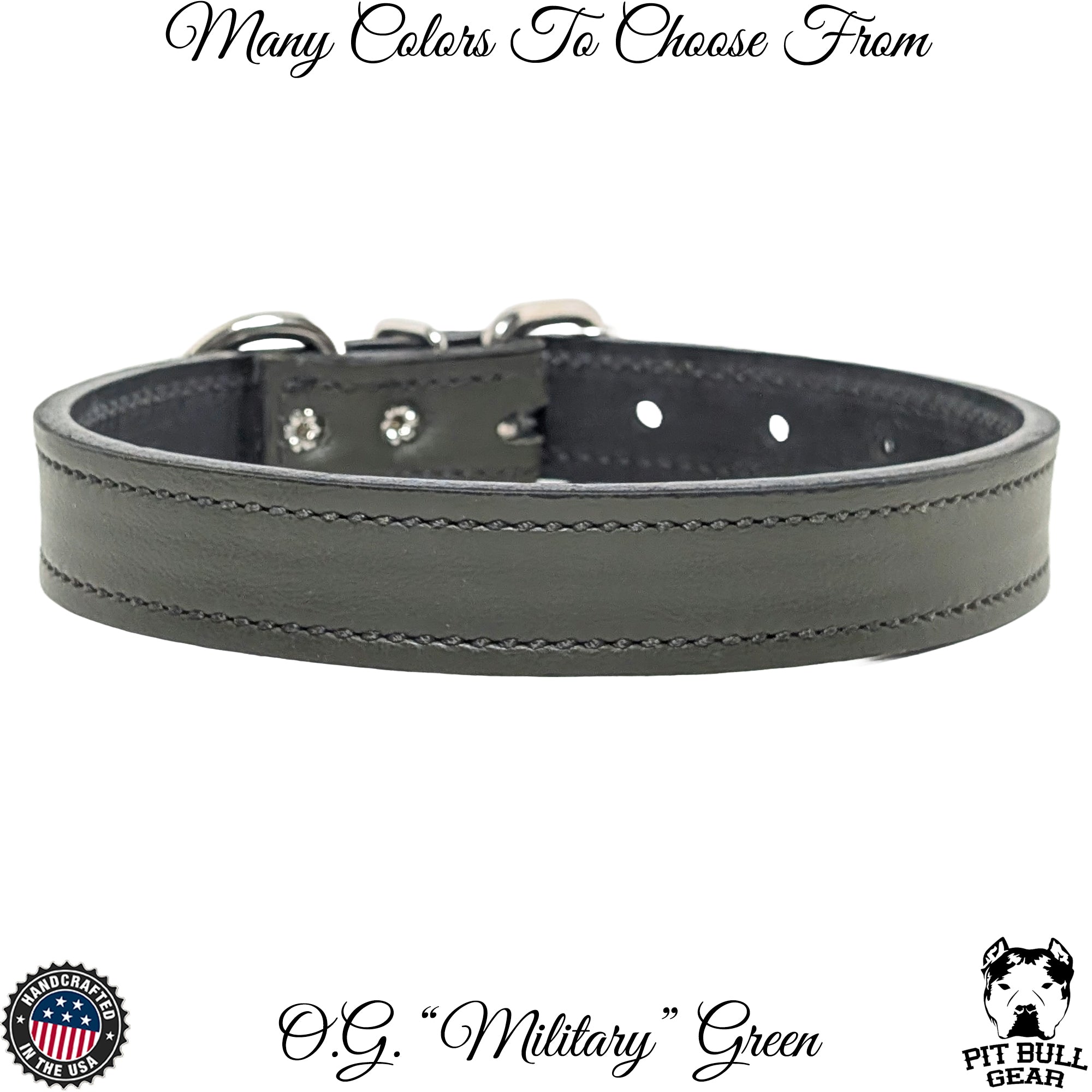 1" Wide Leather Dog Collar