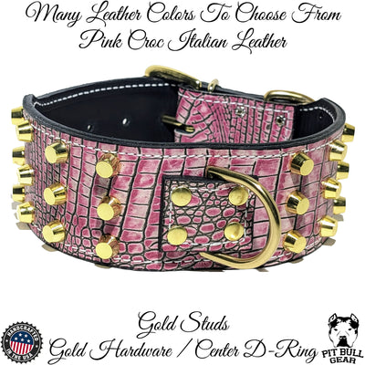 J14 - 2.5" Wide Bucket Studded Leather Dog Collar