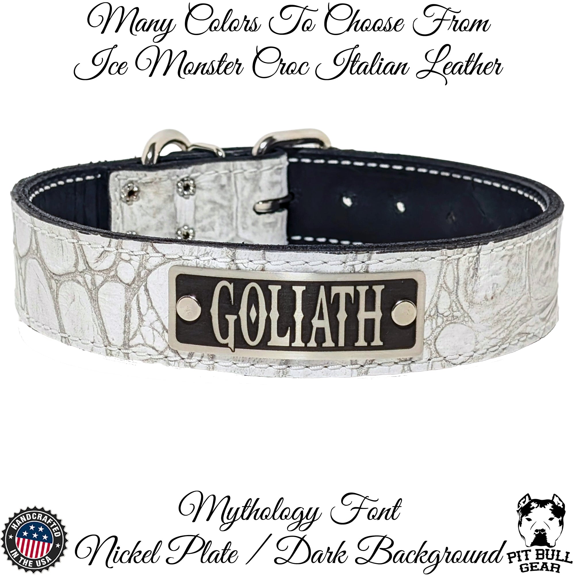 N7 - 1.5" Wide Leather Dog Collar Personalized Name Plate