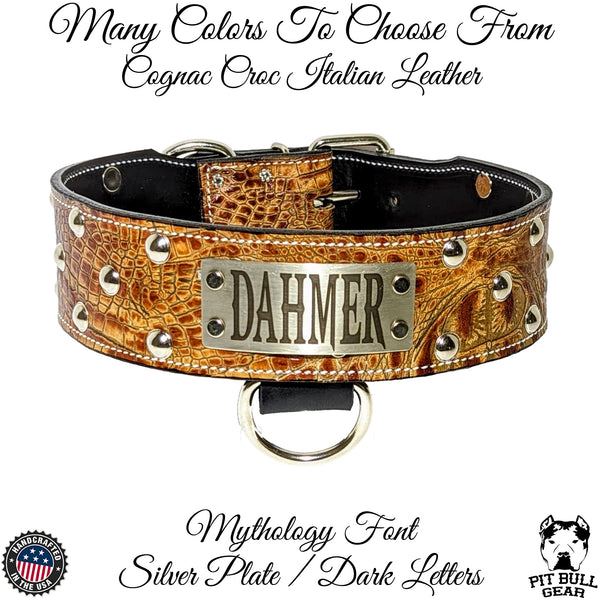 Leather Dog Collar Personalized Name Collar Heavy Duty 2 Wide - N15