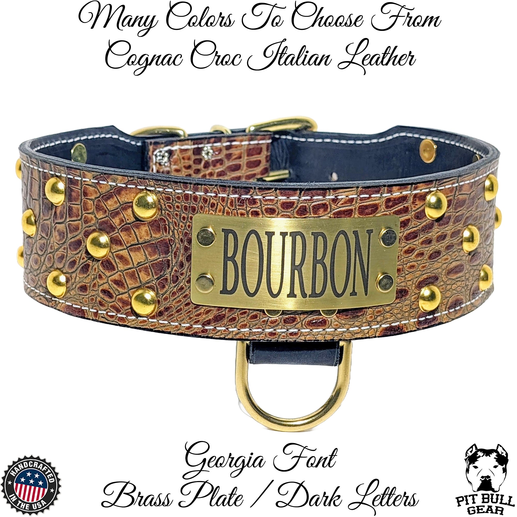 NJ3 - 2.5" Wide Leather Dog Collar with Name Plate