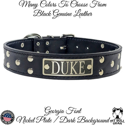 V16 - 1.5" Wide Personalized Leather Studded Dog Collar