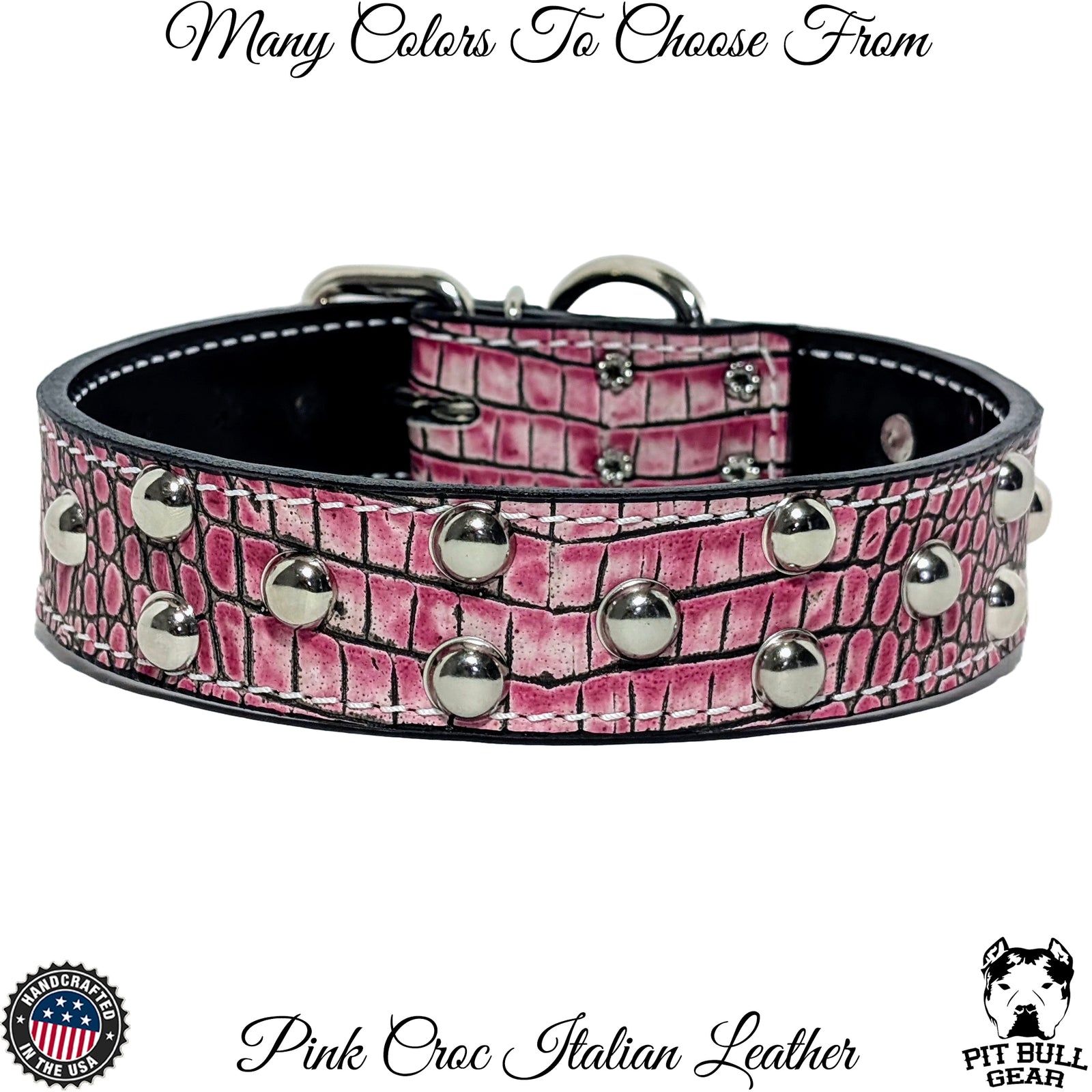 V8- 1.5" Wide Leather Dog Collar with Studs