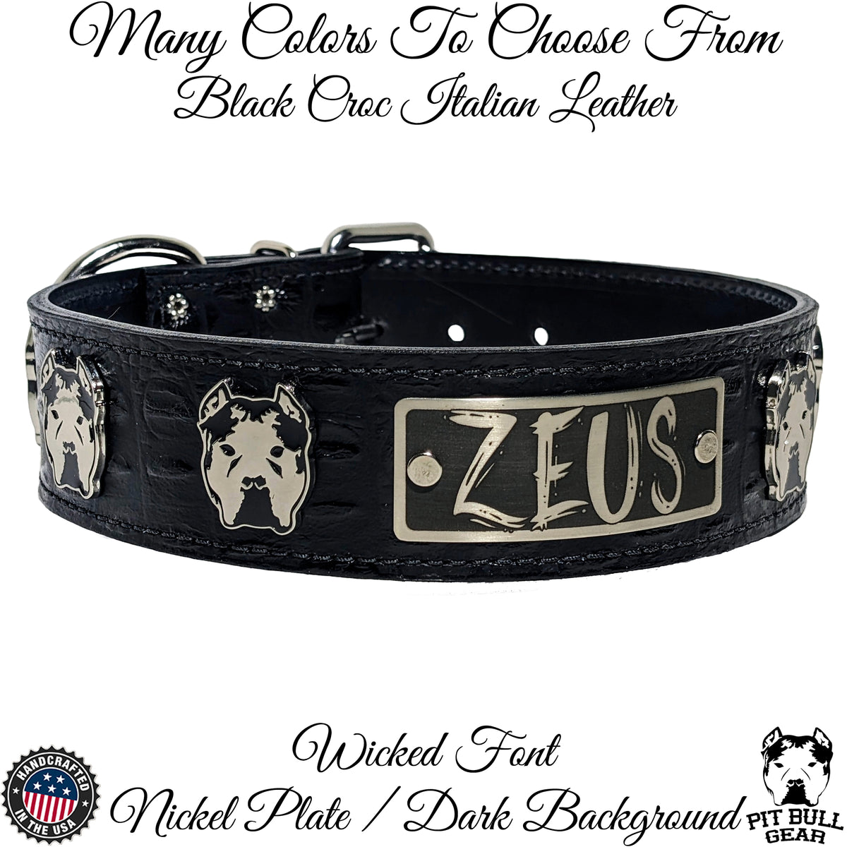 W20 - Collar de cuero personalizado para perros de 2&quot; de ancho con conchos Bully