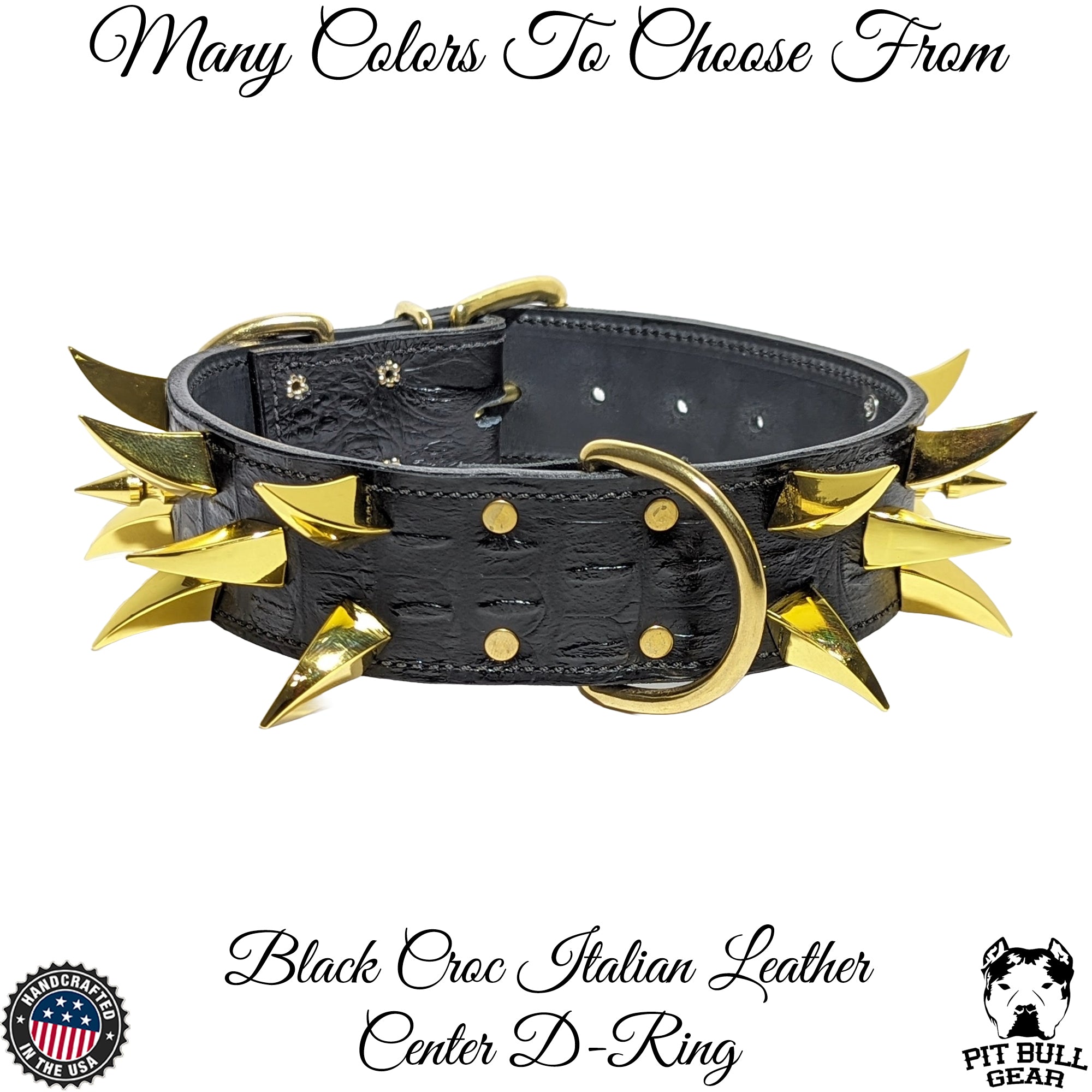 Spiked Leather Dog Collar Handcrafted Leather Collar 2 Wide - W2 - Pit  Bull Gear
