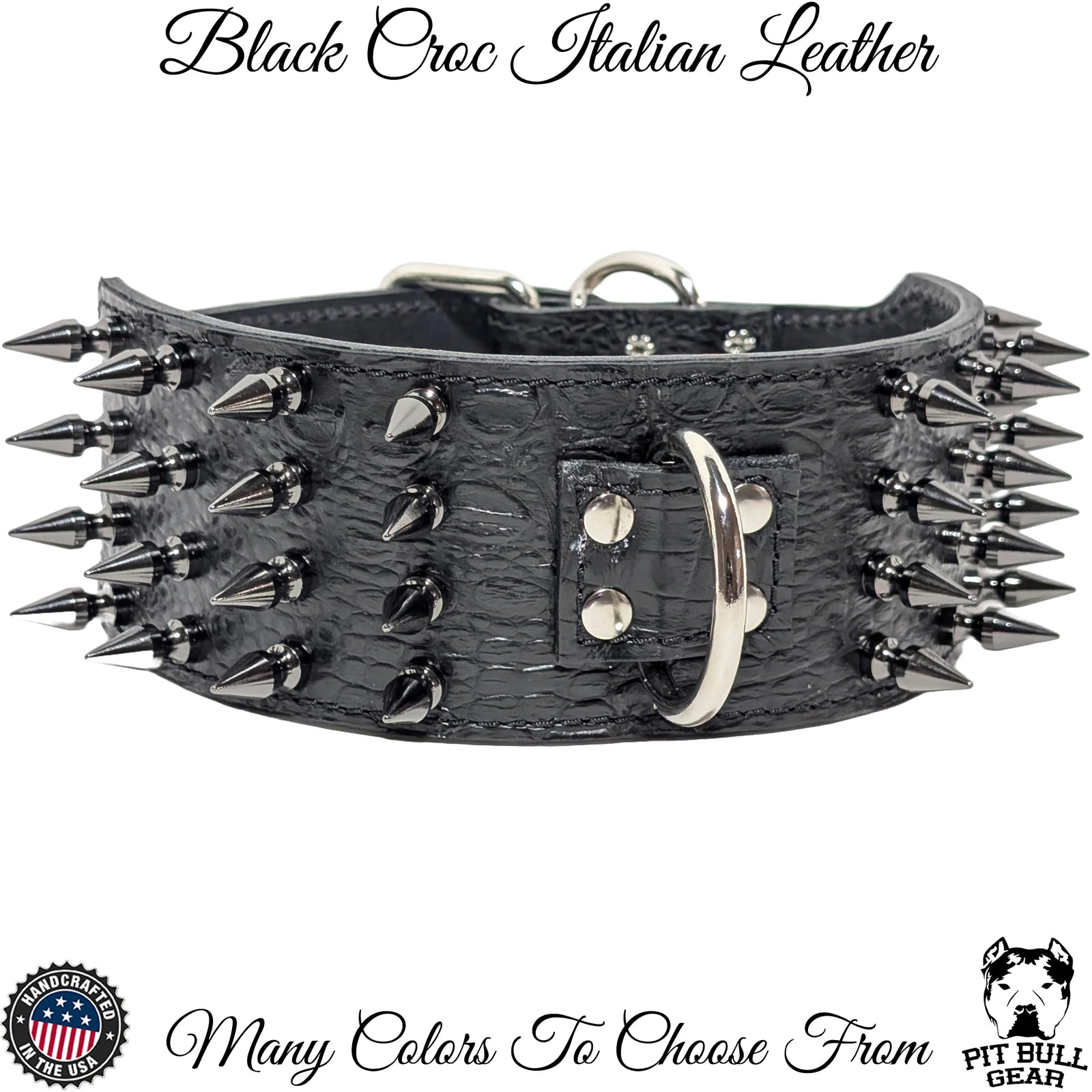 X32 - 3" Wide Leather Dog Collar with Spikes