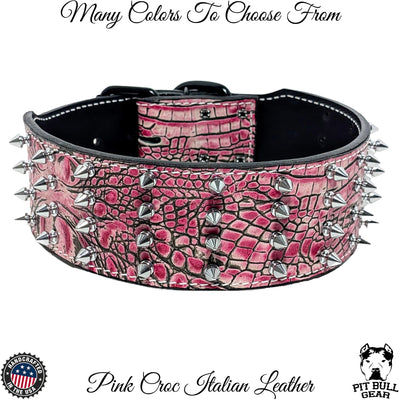 J11 - 2.5" Wide Spiked Leather Dog Collar