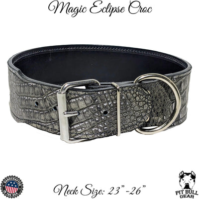 *2.5" Wide Magic Eclipse Croc Leather Collar (23"-26") Neck (Copy)