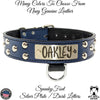 N13 - 1.5" Wide Leather Dog Collar, Personalized Name Dome Studded