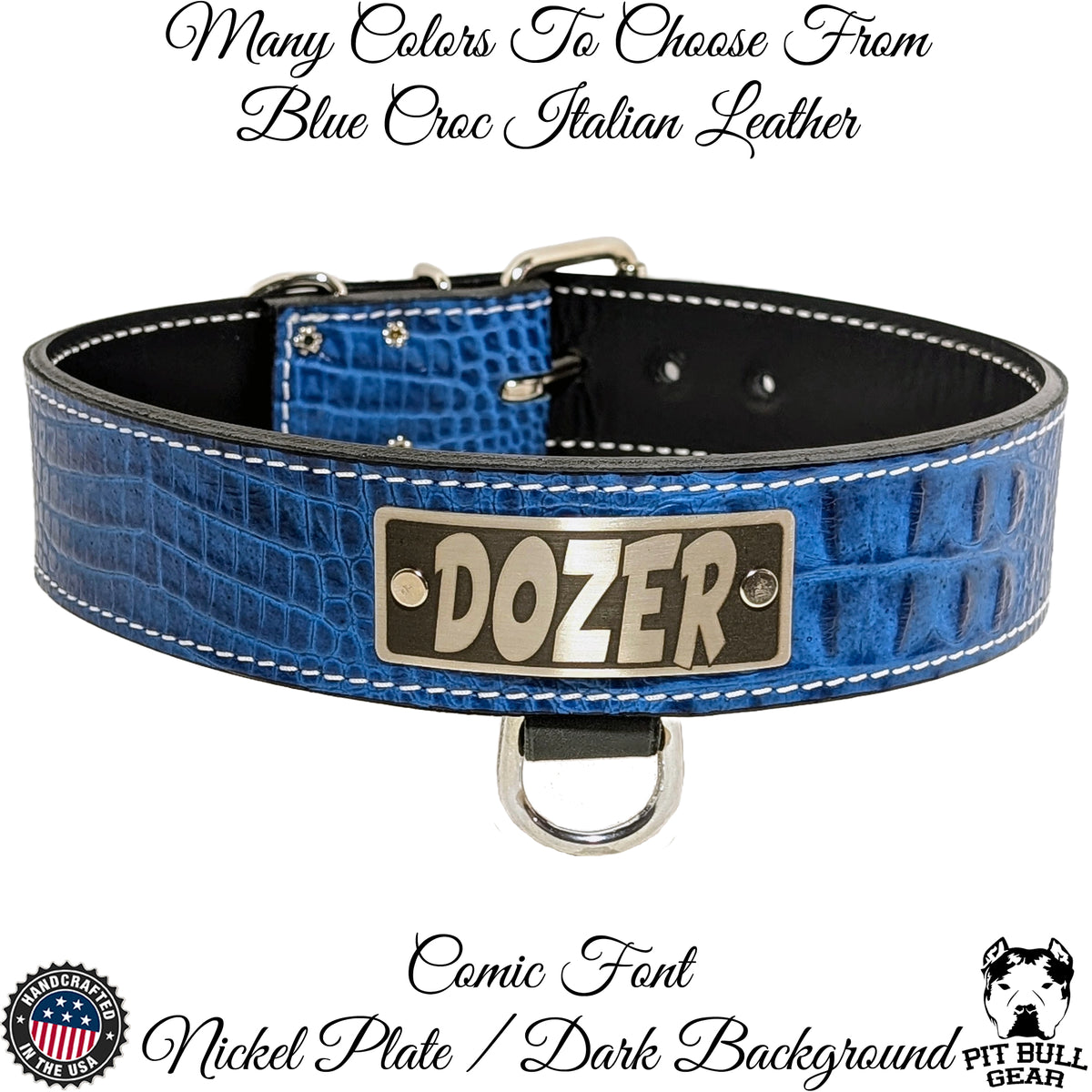 N15 - 2&quot; Wide Leather Dog Collar with Name Plate