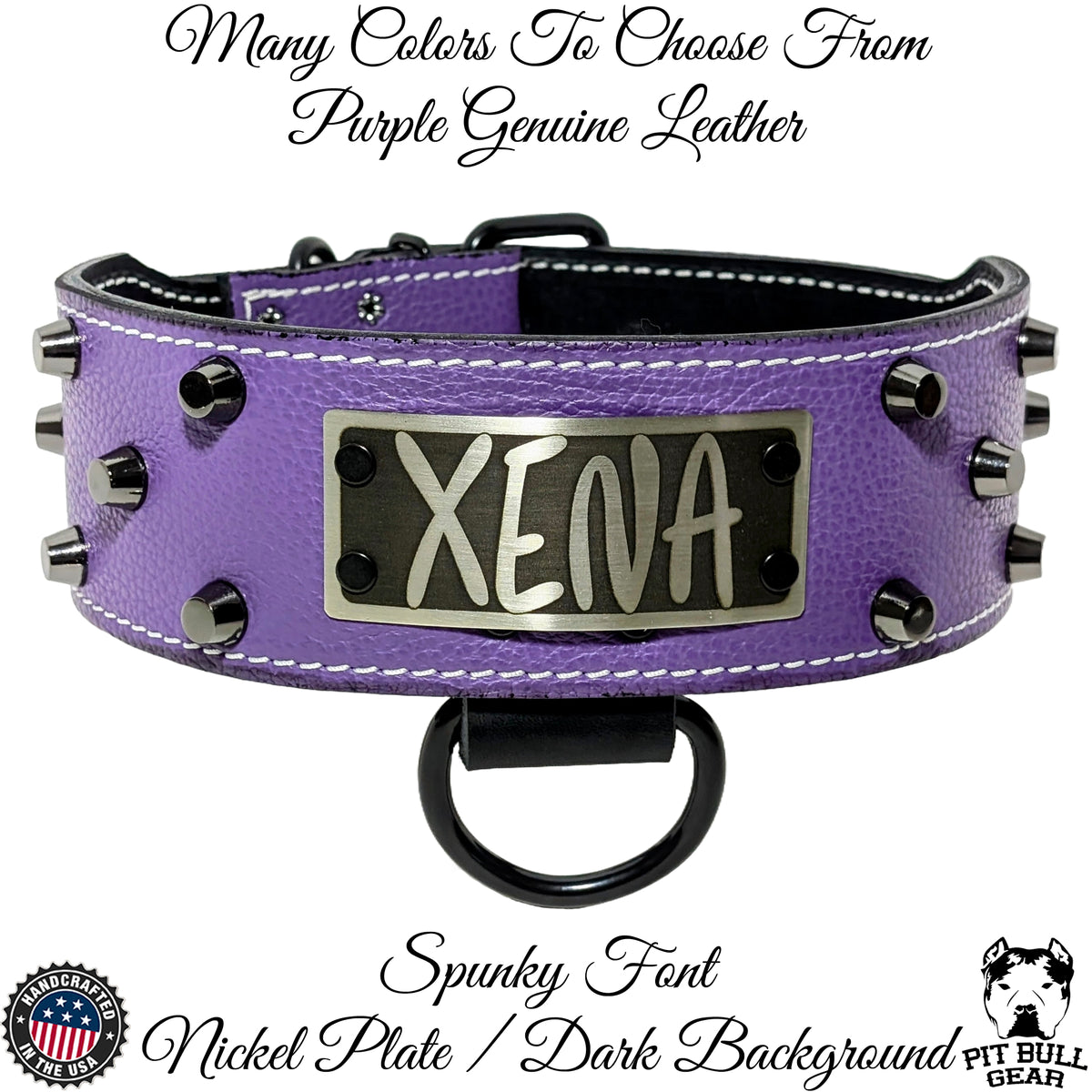 NJ8 - 2.5&quot; Wide Personalized Leather Dog Collar with Studs