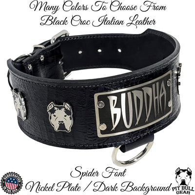 NX7 - 3" Wide Leather Personalized Bully Dog Collar