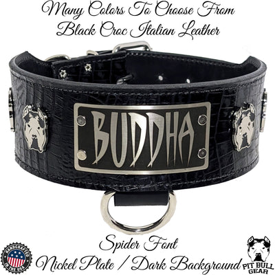 NX7 - 3" Wide Leather Personalized Bully Dog Collar