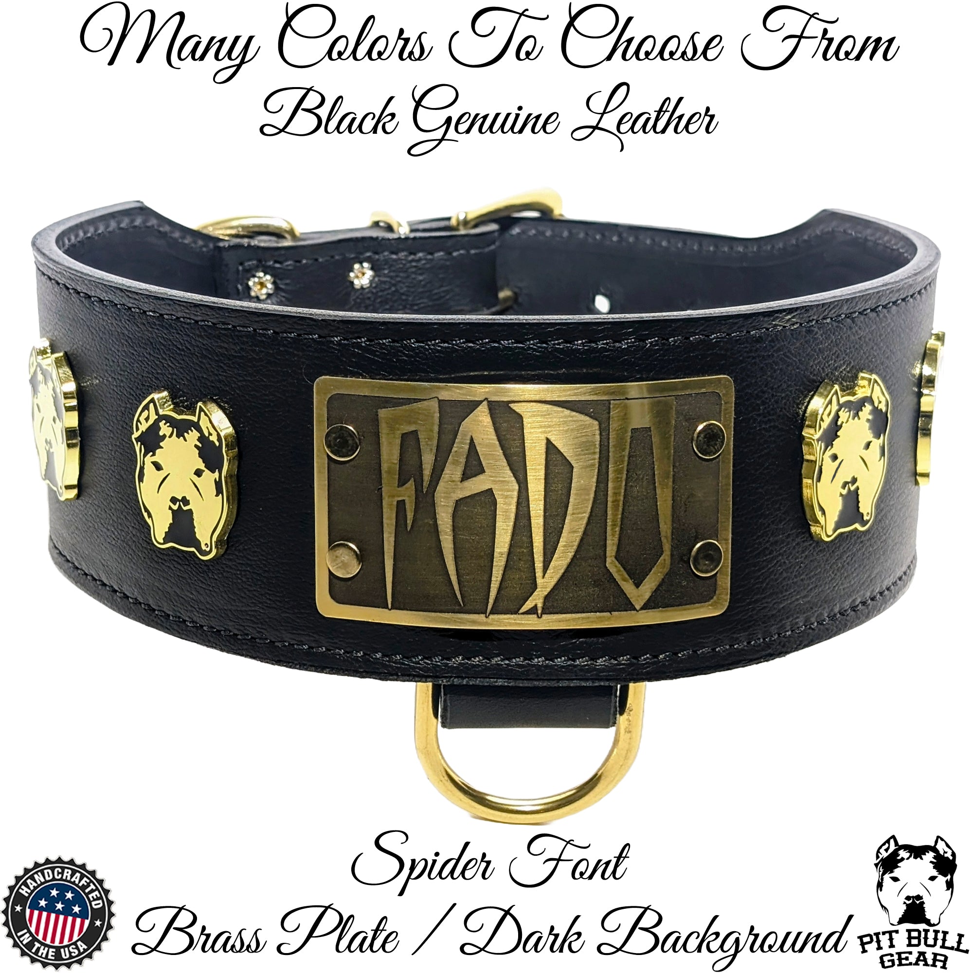 NX7 3 Wide Leather Personalized Bully Dog Collar