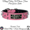 W46 - 2" Spiked Leather Dog Collar with Personalized Name Plate