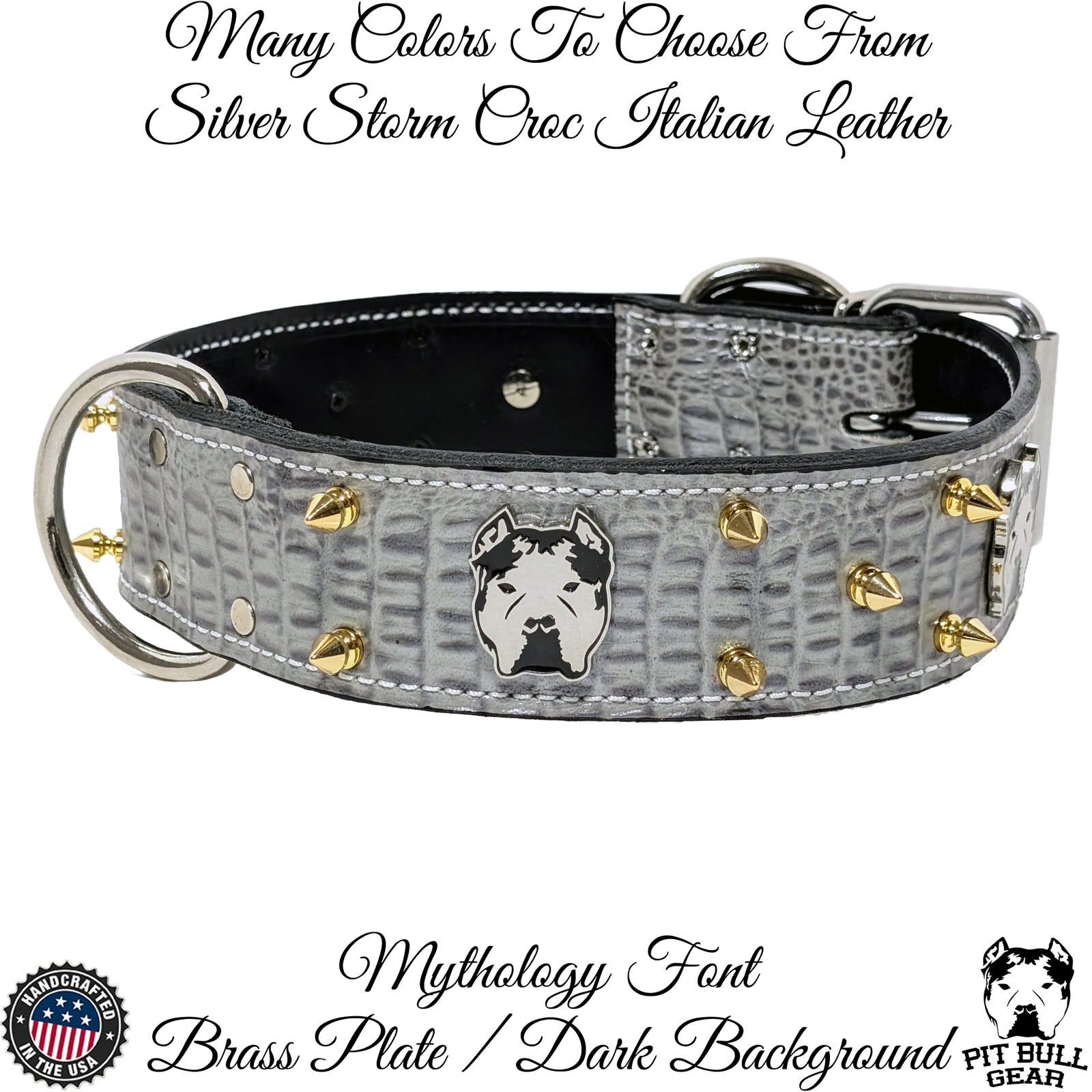 W47 - 2" Wide "Bully" Spiked Leather Dog Collar