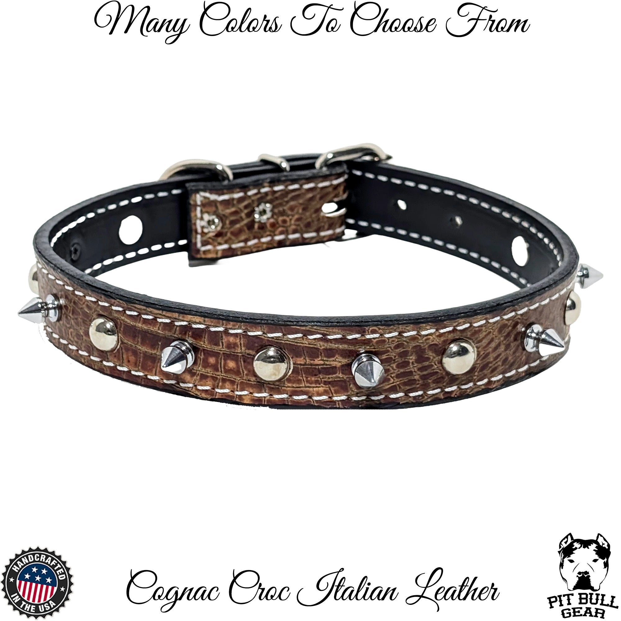 U12 - 1" Wide Spiked & Studded Leather Dog Collar