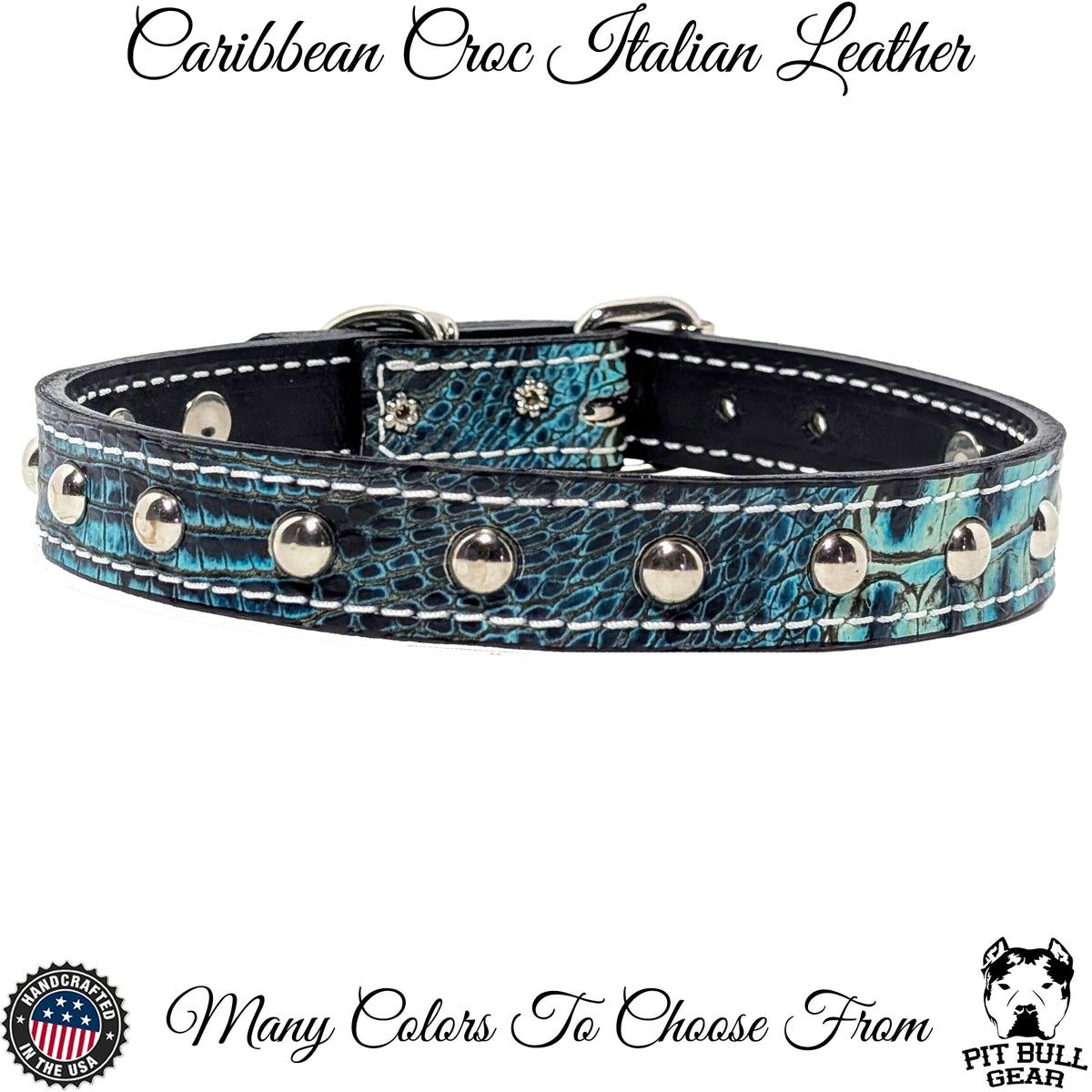 U2 - 1&quot; Wide Studded Leather Dog Collar