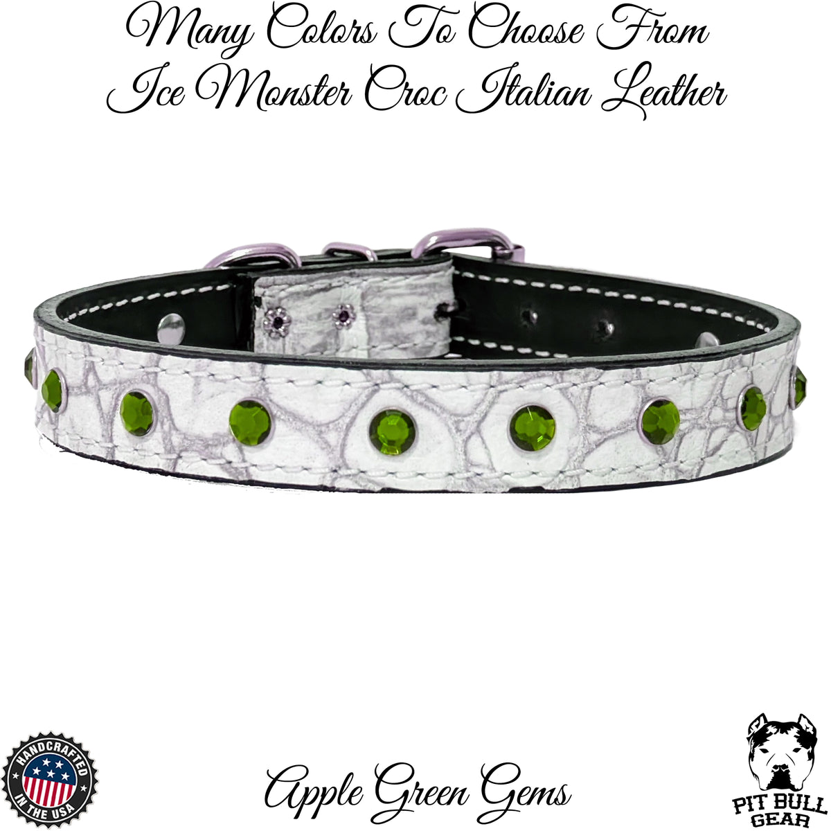 U3 - 1&quot; Leather Dog Collar with Gems