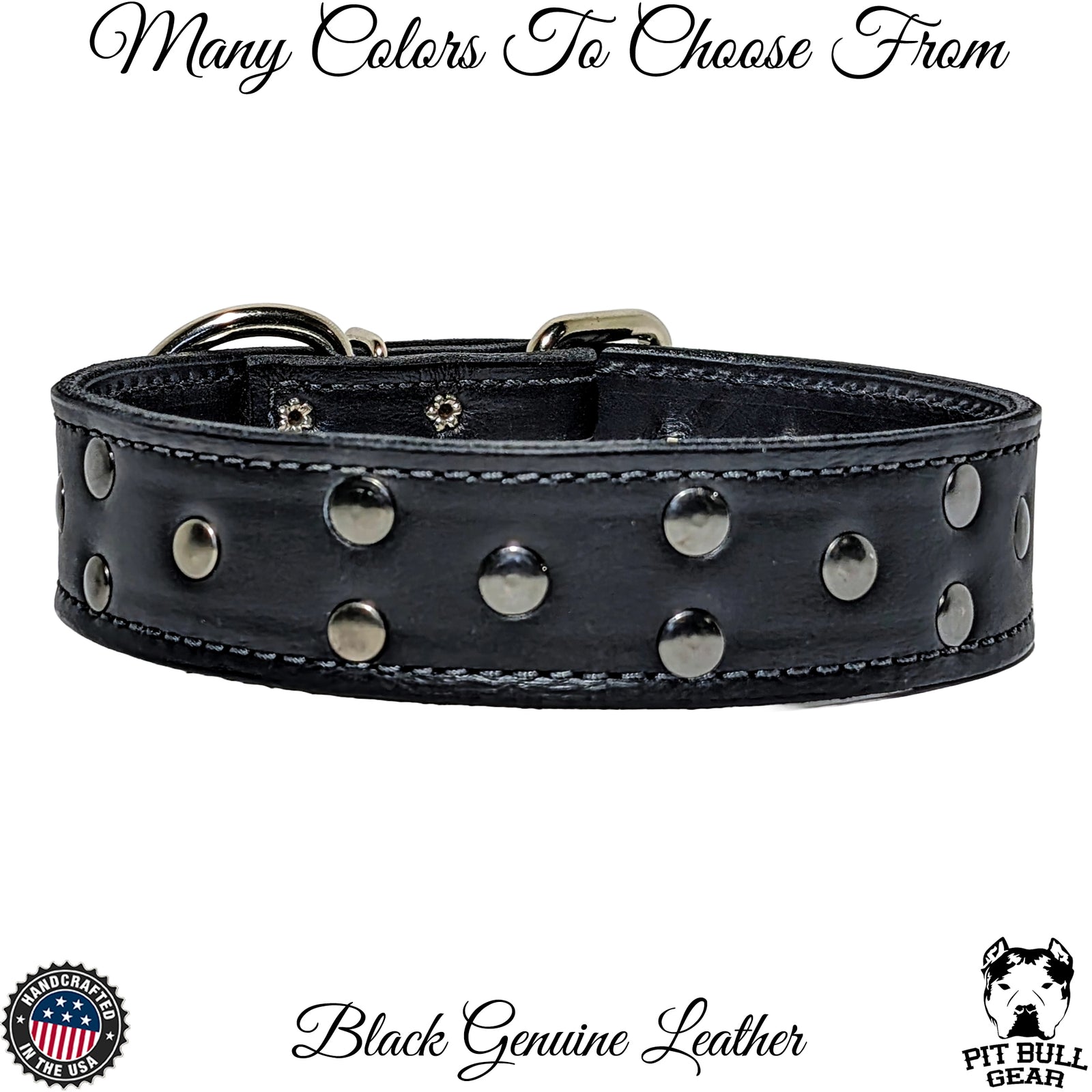 V12 - 1.5" Wide Riveted Leather Dog Collar