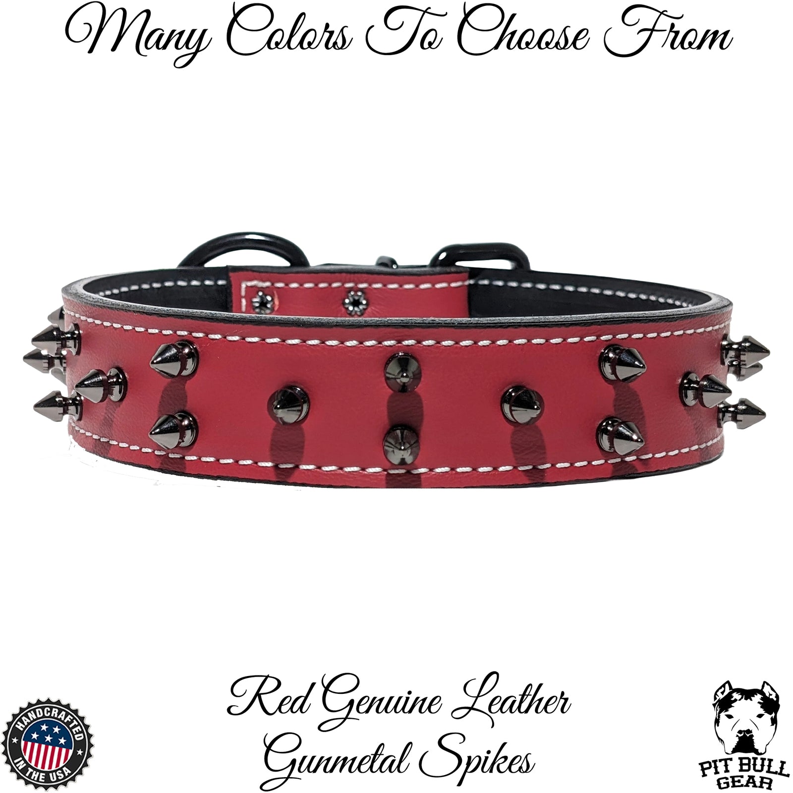 V37 - 1 .5" Spiked Leather Dog Collar